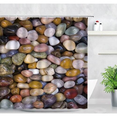 Colorful Natural Scenery Beautiful Pebble Rain Flower Stone Shower Curtains Modern Bathroom Curtain Set Home Decor Bath Screens