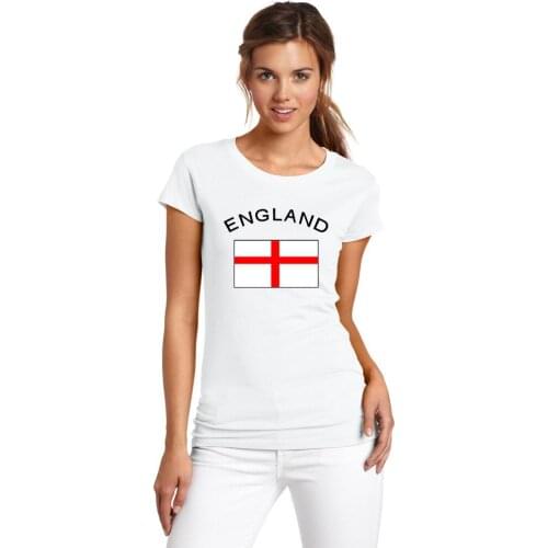 BLWHSA New European England Fans Cheer Flag 100% Cotton White T-Shirts Fitness National Flag Top Tees Women T Shirts