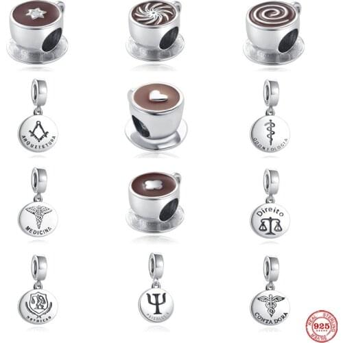 New 925 Sterling Silver European Clover Star Cup Pendant DIY Fine Beads Fit Original Pandora Charm Bracelet Jewelry Women