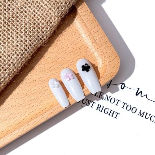 1 Box Black Pink White Elegant Flower Nail Jewelry Japanese Style Five Petal Mini Resin Lovely Flower Design Nail Art Decoration