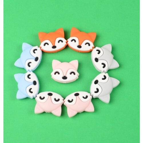 10Pcs/Lot Cartoon Silicone Beads BPA Free Cat Heads Shape Beads Teething Toys Baby DIY Animal Baby Teether Wholesale