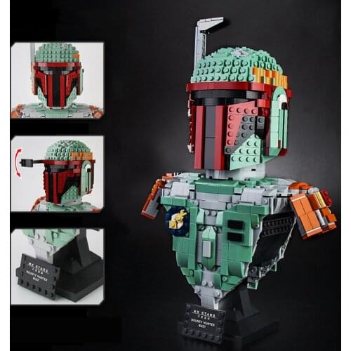 1268pcs+ Mandalorian Busts Building Block 3D Model Movie Star War Bricks Toys Figure For Children Christmas Gifts