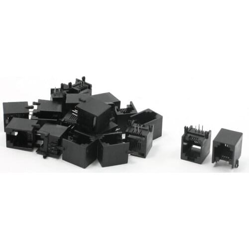 20pcs RJ11 6P4C Computer Internet Network PCB Jack Socket Black Dropshipping