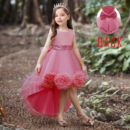 2021 Teen Flower Trailing Party Dress for Bridesmaid Girl Dresses for Wedding Girl Dresses Childrens Prom Princess Dress 8 10 Y