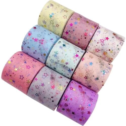 25 Yard 6cm Multicolor Shiny Crystal Tulle Roll Organza Sheer Gauze DIY Baby Shower Girls Tutu Skirt Gift Wedding Party Decor