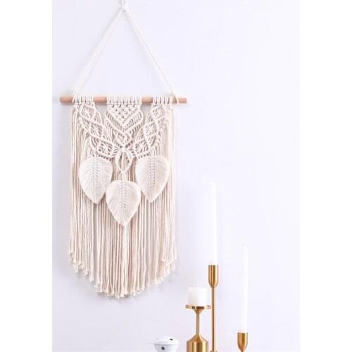 Cotton Rope Tassels Cute 3pcs Leafs Ornaments Hand-woven Tapestries Living Room Bedroom Decorative Tapestries