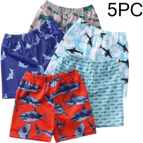 5pc Toddler Infant Kids Boys Dinosaur Shark Printed Swimming Trunks Beach Shorts Surfing Hawaiian Style Beach Pants 1-5t