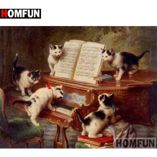 HOMFUN Full Square/Round Drill 5D DIY Diamond Painting "Animal cat" Embroidery Cross Stitch 5D Home Decor Gift A14379