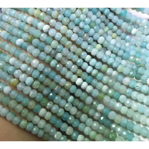 AMAZONITE green roundel faceted 3*4mm 14“ for DIY jewelry making loose beads FPPJ wholesale beads nature gemstone