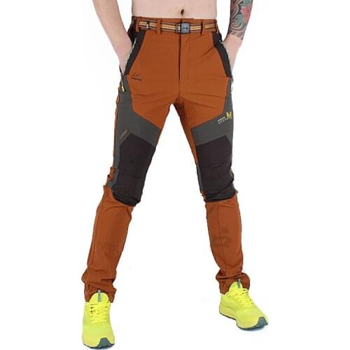 Men spring summer outdoor slim soft shell quick-drying hiking pants Camping Trekking cycling breathable waterproof Elastic Pants