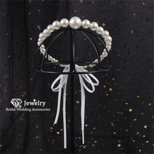 CC Headband Hairbands Crowns Pearls Wedding Hair Accessories For Women Bride 100% Handmade Party Fashion Jewelry Hairwear 2982