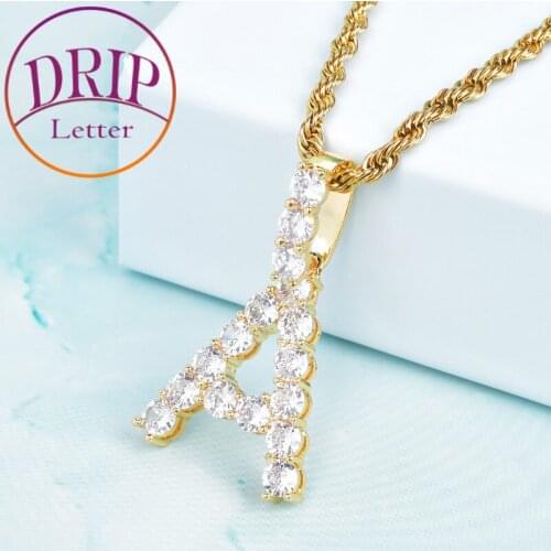 Single Zircon Tennis Letters Gold Color Necklaces Charm For Men/Women Hip Hop Rock Pendant Jewelry