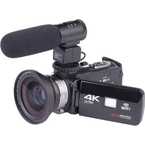 4K Professional Digital Video Camera Night Vision Digital Video Camera Wi-Fi HD Camera DV External Microphone Wide Angle Lens