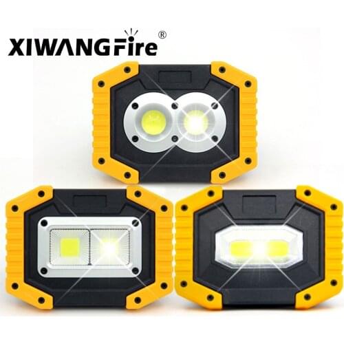 COB multifunctional portable rechargeable flood light 4*AA or 2*18650 LED work light emergency night market light portable flash