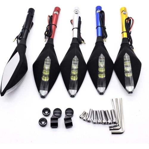 For Motorcycle Modified Rearview Mirror Electric LED Lamp Mirror Full CNC Mirror Lever Universal Mirror