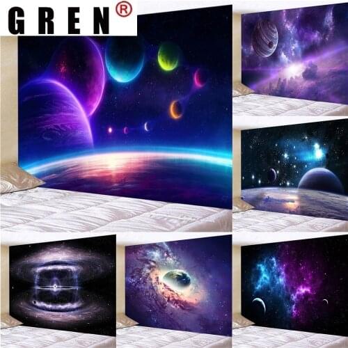 GREN 3D Abstract Magic Space Galaxy Starry Sky Landscape Tapestry Wall Art Cloth Poster Decoration Modern Home Decor Living Room