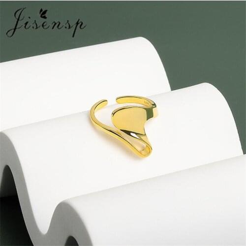 Jisensp Minimalist Irregular Wave Shape Finger Rings Gold Silver Color Punk Geometric Ring for Women Men Wedding Jewelry Gift