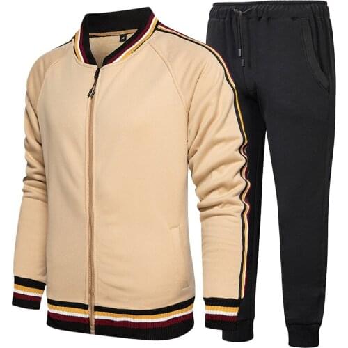 2021Spring Autumn Mens Sports Suit Stand Collar Cardigan Casual Running Training Fashion Mens Clothing Streetwear Sweat Suit