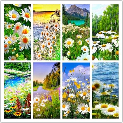 New DIY 5D Diamond Embroidery Daisy Square Diamond Painting Flower Mosaic Rhinestone Picture Home Decoration
