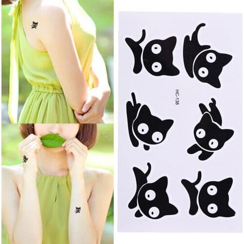 Small Black Cat Waterproof Temporary Tattoos Tatuajes Temporales Temporary Body Arts Flash Tattoo Henna Xha Tatoo Men And Women