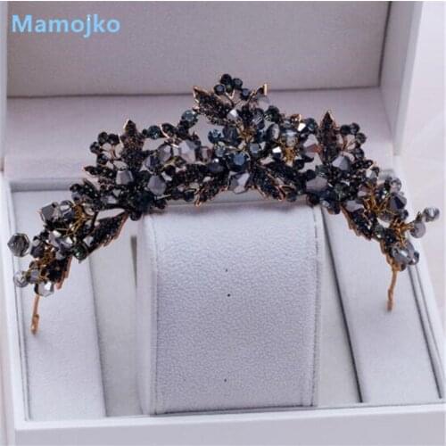 Mamojko Fashion Baroque Crown Bridal Rhinestone Beads Big Crown Wedding Hair Accessories Luxury Back Crystal Tiara
