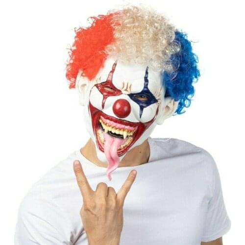 Halloween Clown Mask Latex Fancy Dress Accessory Scary Full Head Horror Party Joker Cosplay Costume Props