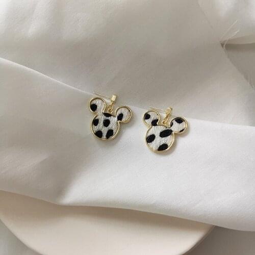 Cute Mouse Earrings Stud Leopard Print Spot 2021 Fashion Anime Gifts Accessories Wholesale Charm Wedding Jewelry For Women