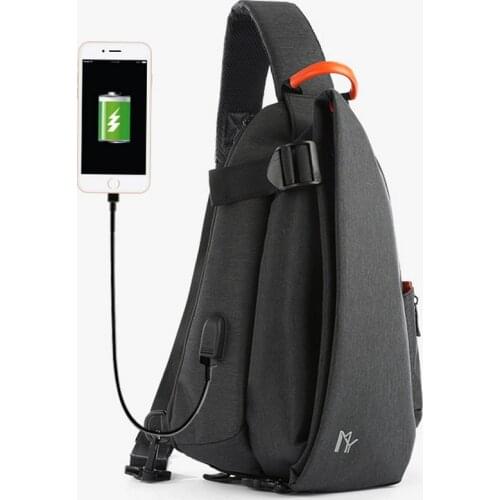 Chest Bag Multifunction Crossbody Bag Men USB Charging Chest Pack Fashion Short Trip Messengers Bag Water Repellent Shoulder