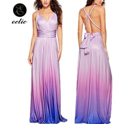 Milk Silk Slip Dress Gradient Color Sukienka Convertible Open Back Bandage Cross Long Maxi Gown Ombre Dress Women Tie Dye Dress