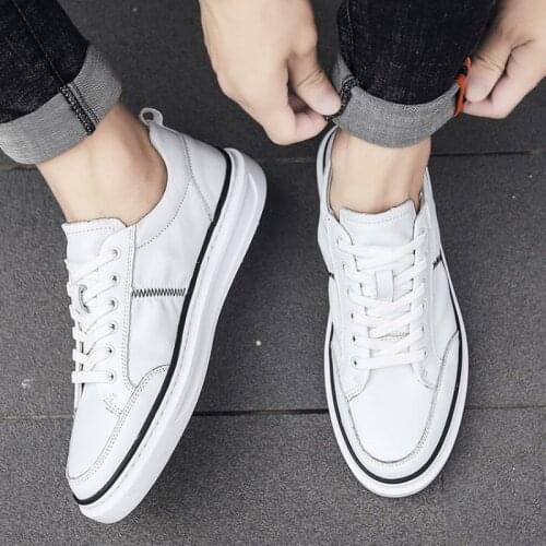 Autumn New Mens PU Comfortable Lace Up Small White Shoes Fashion Casual Board Shoes Classic Hot Mens Casual Shoes