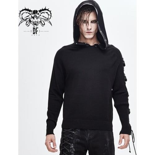 Devil Fashion Mens Punk Asymmetry Sleeve Sweater Street Cool Loose Daily Casual Pullovers Sweaters