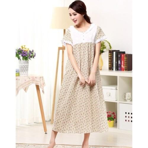 Summer Lady Pure Cotton And Linen Small Flower Embroidery Girl Sleepwear Nightgown Home Dress Bathrobe Lounge Negligee Пижама