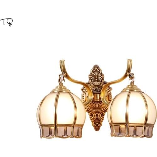 Nordic All Copper Wall Sconce Light Fixture Lustre Led American Bedroom Bedside Simple Living Room Background Corridor Modern