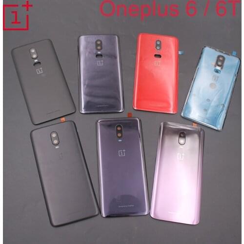 NEW Housing Cover Oneplus 6 6T Back Battery Cover Rear Glass Door Replacement Parts One Plus 6 1+ 6 T Phone Case +Camera Lens