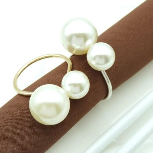 12 / PCS new simple and creative metal big Pearl napkin buckle napkin ring special buckle for Western food