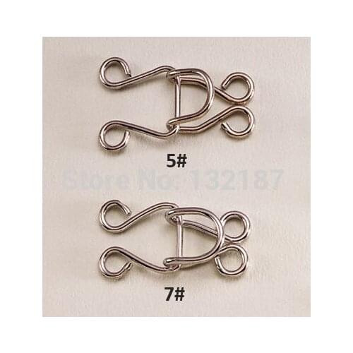 Wholesale 100sets/lot 5#, 7# metal brass underwear hooks / eyes pant skirt big hook / eye nicke, black free shipping HE-016