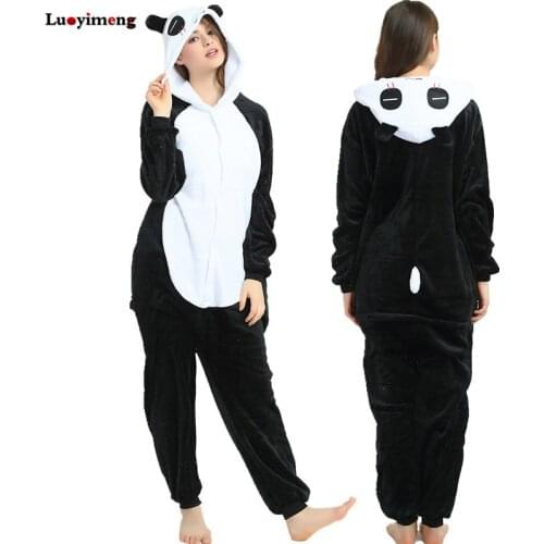 Adults Panda Pajamas Unicorn Onesie Women Sleepwear Stitch Nightwear Mens Overalls Winter Animal Kigurumi Cosplay Pyjamas Hooded