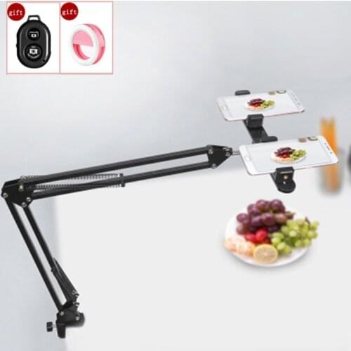 Photo Shooting Studio Selfie Arm Stand Mounting Clamp Bracket Adjustable Table Suspension Clip Holder Live Phone Photography