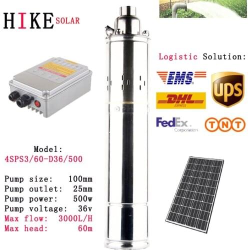 Hike solar equipment 36V DC 500w 4" pump Solar power bore water pump system home farm agriculture irrigation 4SPS3/60-D36/500