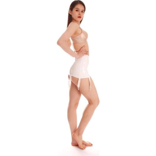 Womens Faux Leather High Waist Garter Belt Classic Style Shiny Colors Metal Buckle Six Claws For Stockings Wet Look Lingerie