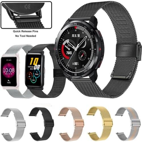 For Honor Watch GS Pro / Honor Watch ES Strap Watchband Milanese Bracelet Stainless Steel 20mm 22mm Watch Band Wristband