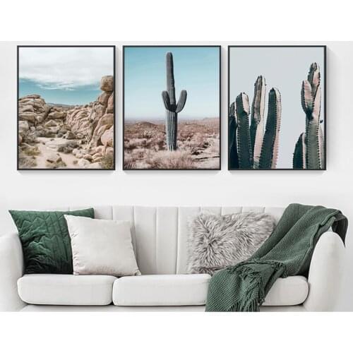 Print Canvas Painting Decorative Picture Home Decor Desert Cactus Canvas Poster Nordic Style Landscape Nature Tree Wall Art