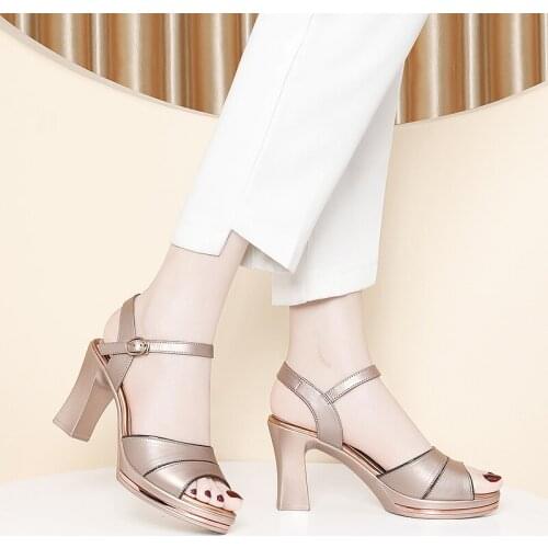New Summer Women High Heels Party Sandals Fashion Ladies Open Toe Ankle Chunky Heels Platform Sandals