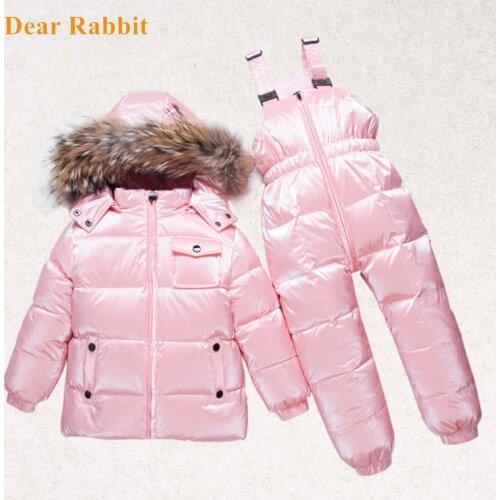-30℃ warm down jacket for girl clothes coat 2-8 yrs Children clothing boy outerwear snowsuit kids winter parka real fur Jumpsuit