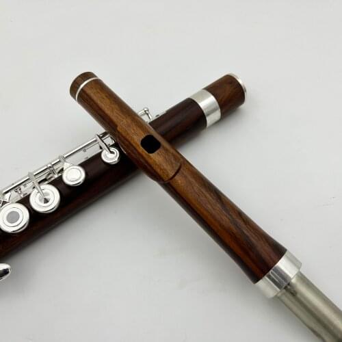 High Quality flute 17 hole Open Silver Plated Rosewood Key E key B Foot Professional Musical instrument With case free shipping