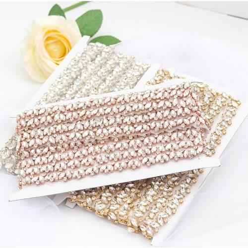 YANSTAR Wholesale 5Yards Thin Rhinestone Appliques Trim For Bridal Gown Belt Rhinestone Appliques DIY Bridal Gown YS863