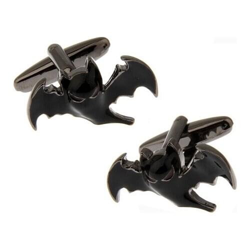 Mens Gift Fashion Cuff Links Novelty Black Evil Bat Design Vampire Style Gun Black Plating Copper Cufflinks Wholesale&retail