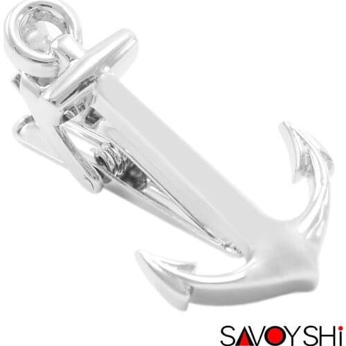 SAVOYSHI Silver Color Tie Clips for Mens Necktie tie bar clasp tie clip Anchor High Quality Personality Business Gift Jewelry