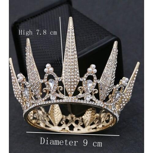Pearl Round Bridal Crown Hair Jewelry Wedding Tiaras Dress Queen Tiaras Childrens Round Diadem Party Prom Hair Accessories