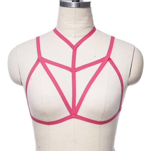 Pastel Goth Women Harness Bra Adjustable Soft Strap Body Cage Rave Crop Top Sexy Lingerie Bondage Body Harness Belt